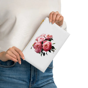 Elegant Rose Floral Cosmetic Bag - Cotton Canvas - Dipaliz - & Toiletry Bags
