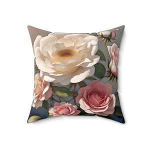 Rose Flowers Polyester Square Pillow – Spun - Dipaliz - Throw Pillows