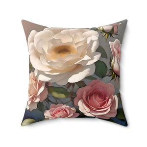 Rose Flowers Polyester Square Pillow – Spun - Dipaliz - Throw Pillows