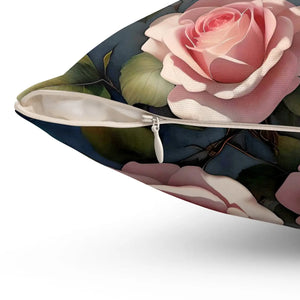 Rose Flowers Polyester Square Pillow – Spun - Dipaliz - Throw Pillows