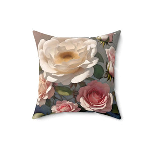 Rose Flowers Polyester Square Pillow – Spun - Dipaliz - Throw Pillows
