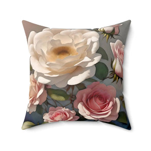 Rose Flowers Polyester Square Pillow – Spun - Dipaliz - Throw Pillows