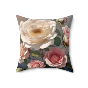 Rose Flowers Polyester Square Pillow – Spun - Dipaliz - Throw Pillows