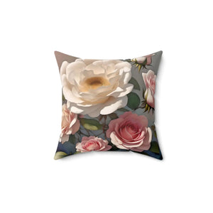 Rose Flowers Polyester Square Pillow – Spun - Dipaliz - Throw Pillows