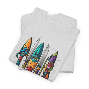 Unisex Deluxe Heavy Cotton Tee Colorful Scary Knives - Dipaliz - T-shirts