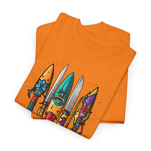 Unisex Deluxe Heavy Cotton Tee Colorful Scary Knives - Dipaliz - T-shirts
