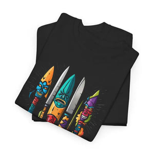 Unisex Deluxe Heavy Cotton Tee Colorful Scary Knives - Dipaliz - T-shirts