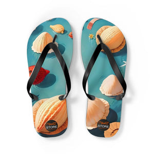Vibrant Unisex Flip Flops Sea Shells Beach Shoes - Dipaliz - Slippers