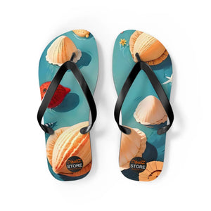 Vibrant Unisex Flip Flops Sea Shells Beach Shoes - Dipaliz - Slippers