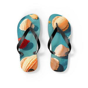 Vibrant Unisex Flip Flops Sea Shells Beach Shoes - Dipaliz - Slippers