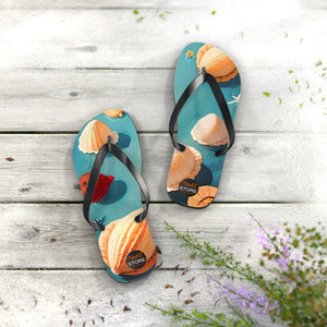 Vibrant Unisex Flip Flops Sea Shells Beach Shoes - Dipaliz - Slippers