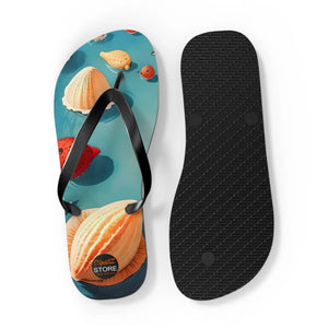 Vibrant Unisex Flip Flops Sea Shells Beach Shoes - Dipaliz - Slippers