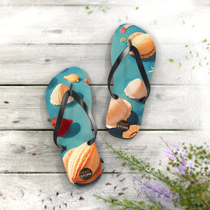Vibrant Unisex Flip Flops Sea Shells Beach Shoes - Dipaliz - Slippers