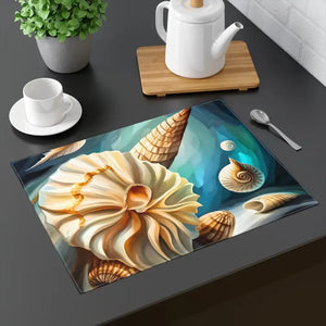 Sea Shell Placemat - Coastal Marine Life Dining Decor - Dipaliz - 18’’ × 14’’ - Placemats
