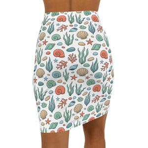 Dipaliz Sea Shells Pattern Pencil Skirt Beachwear Wear - Skirts