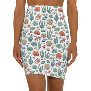 Dipaliz Sea Shells Pattern Pencil Skirt Beachwear Wear - Skirts