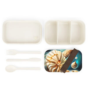 Sea Shells Pla Bento Box - Eco Wood Lid Beach Style - Dipaliz - Lunch Sets