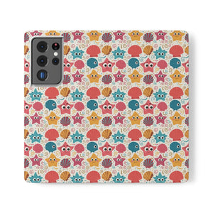Sea Shells Samsung Galaxy Flip Cases - Faux Leather - Dipaliz - Mobile Phone