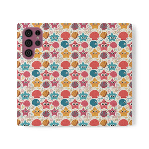 Sea Shells Samsung Galaxy Flip Cases - Faux Leather - Dipaliz - Mobile Phone