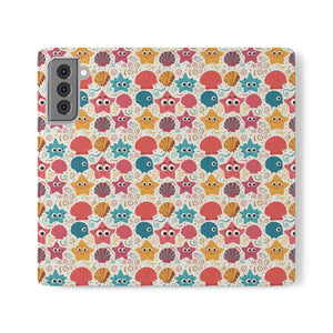 Sea Shells Samsung Galaxy Flip Cases - Faux Leather - Dipaliz - Mobile Phone