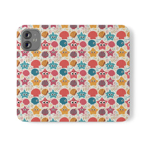 Sea Shells Samsung Galaxy Flip Cases - Faux Leather - Dipaliz - Mobile Phone