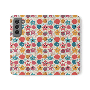 Sea Shells Samsung Galaxy Flip Cases - Faux Leather - Dipaliz - Mobile Phone