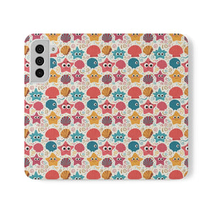 Sea Shells Samsung Galaxy Flip Cases - Faux Leather - Dipaliz - Mobile Phone