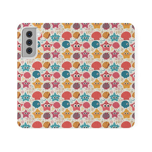 Sea Shells Samsung Galaxy Flip Cases - Faux Leather - Dipaliz - Mobile Phone