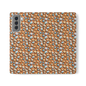Sea Shells Samsung Galaxy Flip Cases - Faux Leather - Dipaliz - Mobile Phone