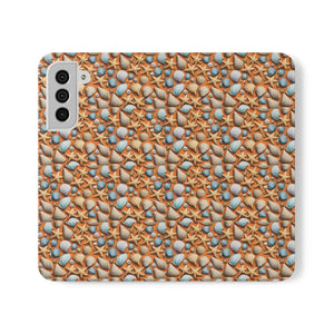 Sea Shells Samsung Galaxy Flip Cases - Faux Leather - Dipaliz - Mobile Phone