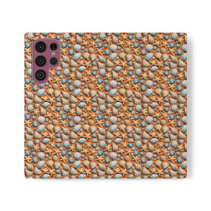 Sea Shells Samsung Galaxy Flip Cases - Faux Leather - Dipaliz - Mobile Phone