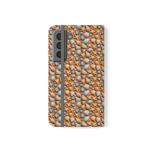 Sea Shells Samsung Galaxy Flip Cases - Faux Leather - Dipaliz - Mobile Phone