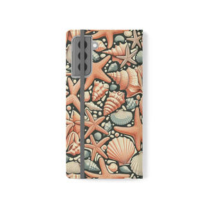 Ocean Wave Samsung Galaxy Flip Cases - Sea Shells - Dipaliz - Mobile Phone