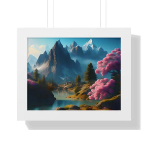 Serene Framed Horizontal Poster - Flowering Trees - Dipaliz - Posters Prints & Visual Artwork