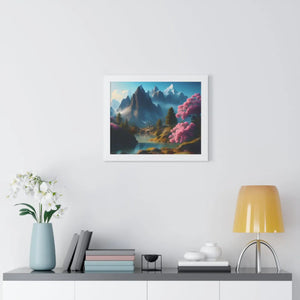 Serene Framed Horizontal Poster - Flowering Trees - Dipaliz - Posters Prints & Visual Artwork