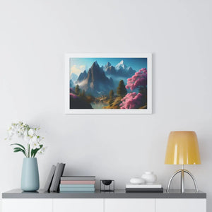 Serene Framed Horizontal Poster - Flowering Trees - Dipaliz - Posters Prints & Visual Artwork