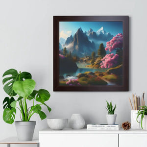 Serene Framed Horizontal Poster - Flowering Trees - Dipaliz - Posters Prints & Visual Artwork