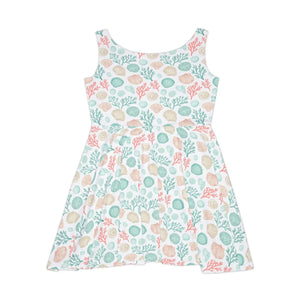 Dipaliz Skater Dress Sea Shells Pattern Pastel Beach Coral - Dresses