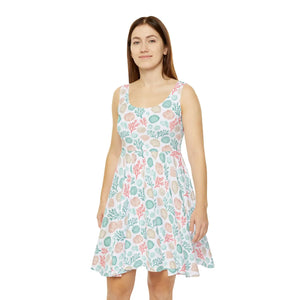 Dipaliz Skater Dress Sea Shells Pattern Pastel Beach Coral - Dresses