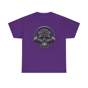 T-shirt - Skull Headphones Deluxe Tee - Heavy Cotton Unisex - Dipaliz Purple / s