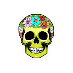 Bold Skull Flowers Kiss Cut Vinyl Decals - Dipaliz - Decorative Stickers