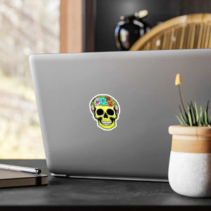 Bold Skull Flowers Kiss Cut Vinyl Decals - Dipaliz - Decorative Stickers