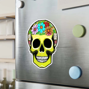 Bold Skull Flowers Kiss Cut Vinyl Decals - Dipaliz - Decorative Stickers