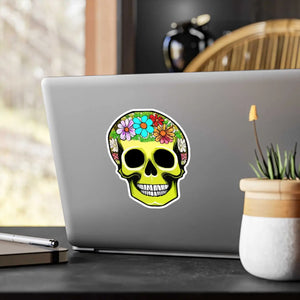 Bold Skull Flowers Kiss Cut Vinyl Decals - Dipaliz - Decorative Stickers