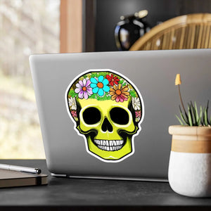 Bold Skull Flowers Kiss Cut Vinyl Decals - Dipaliz - Decorative Stickers