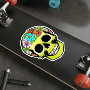 Bold Skull Flowers Kiss Cut Vinyl Decals - Dipaliz - Decorative Stickers