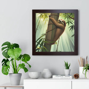 Zen Framed Vertical Poster - Sloth Tree Branch Art - Dipaliz - Posters Prints & Visual Artwork