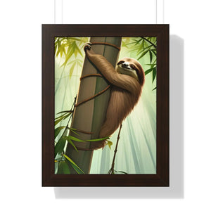 Zen Framed Vertical Poster - Sloth Tree Branch Art - Dipaliz - Posters Prints & Visual Artwork