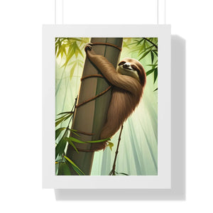 Zen Framed Vertical Poster - Sloth Tree Branch Art - Dipaliz - Posters Prints & Visual Artwork