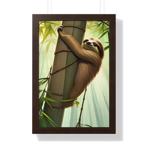 Zen Framed Vertical Poster - Sloth Tree Branch Art - Dipaliz - Posters Prints & Visual Artwork